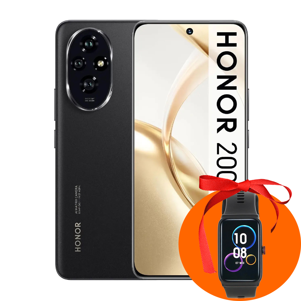 Honor 200 8/256GB (Черный) + в подарок смарт часы