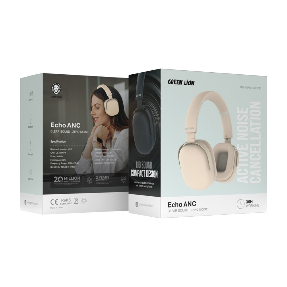 Quloqchin Green Lion Wireless Echo ANC, Qaymoq rang (GNECHANCBG)