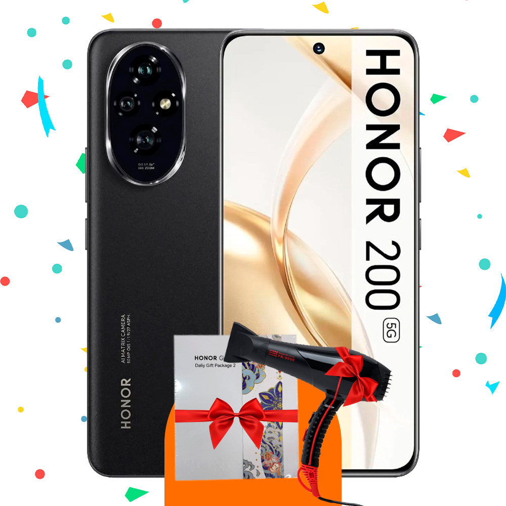 Honor 200 8/256GB (Qora) + Sovg'a Fen va Gift Box
